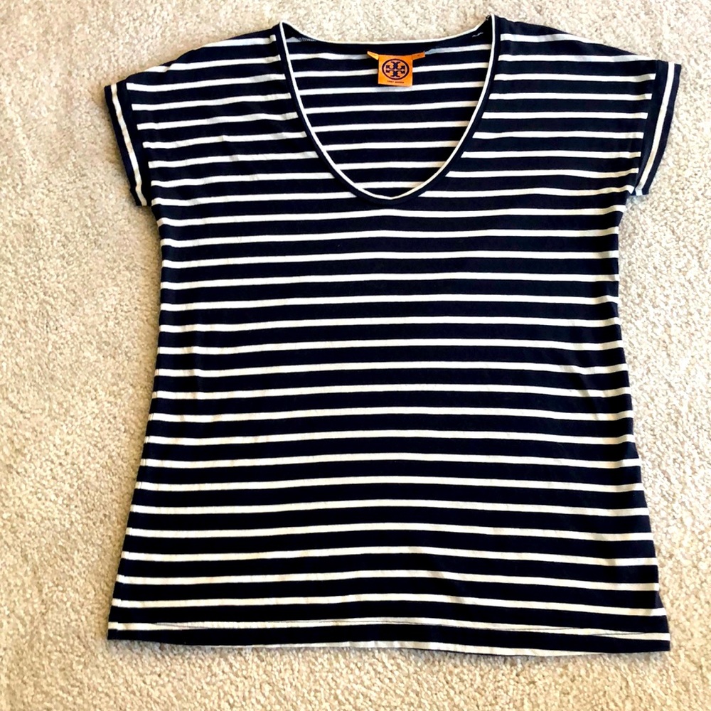 Tory Burch- Navy & White Striped top